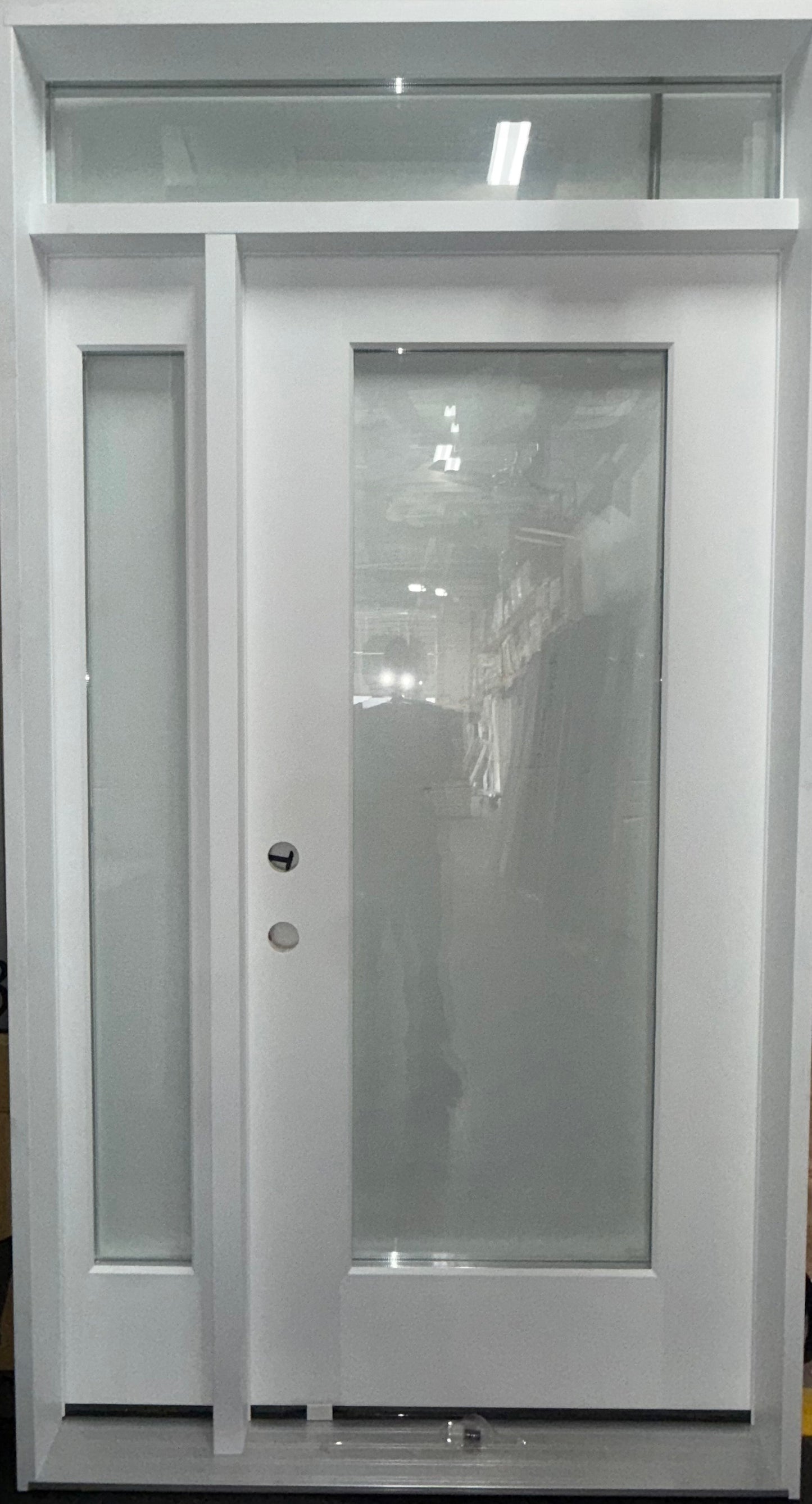 ENTRY - SINGLE SIDELITE FULL CLEAR GLASS W/ TRANSOM WHITE - Bargain Build