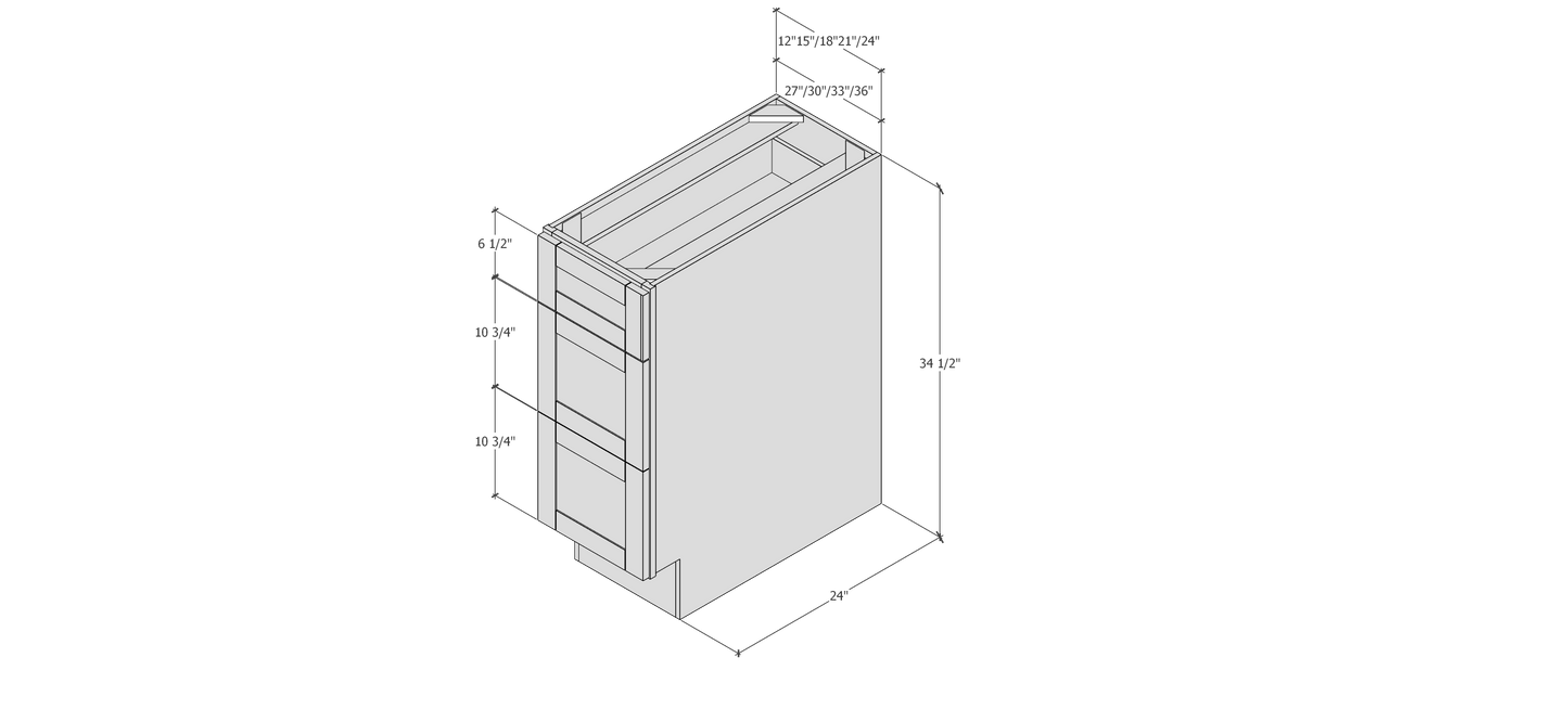 BOHO - BASE DRAWER CABINET 3 DRAWERS,30"W