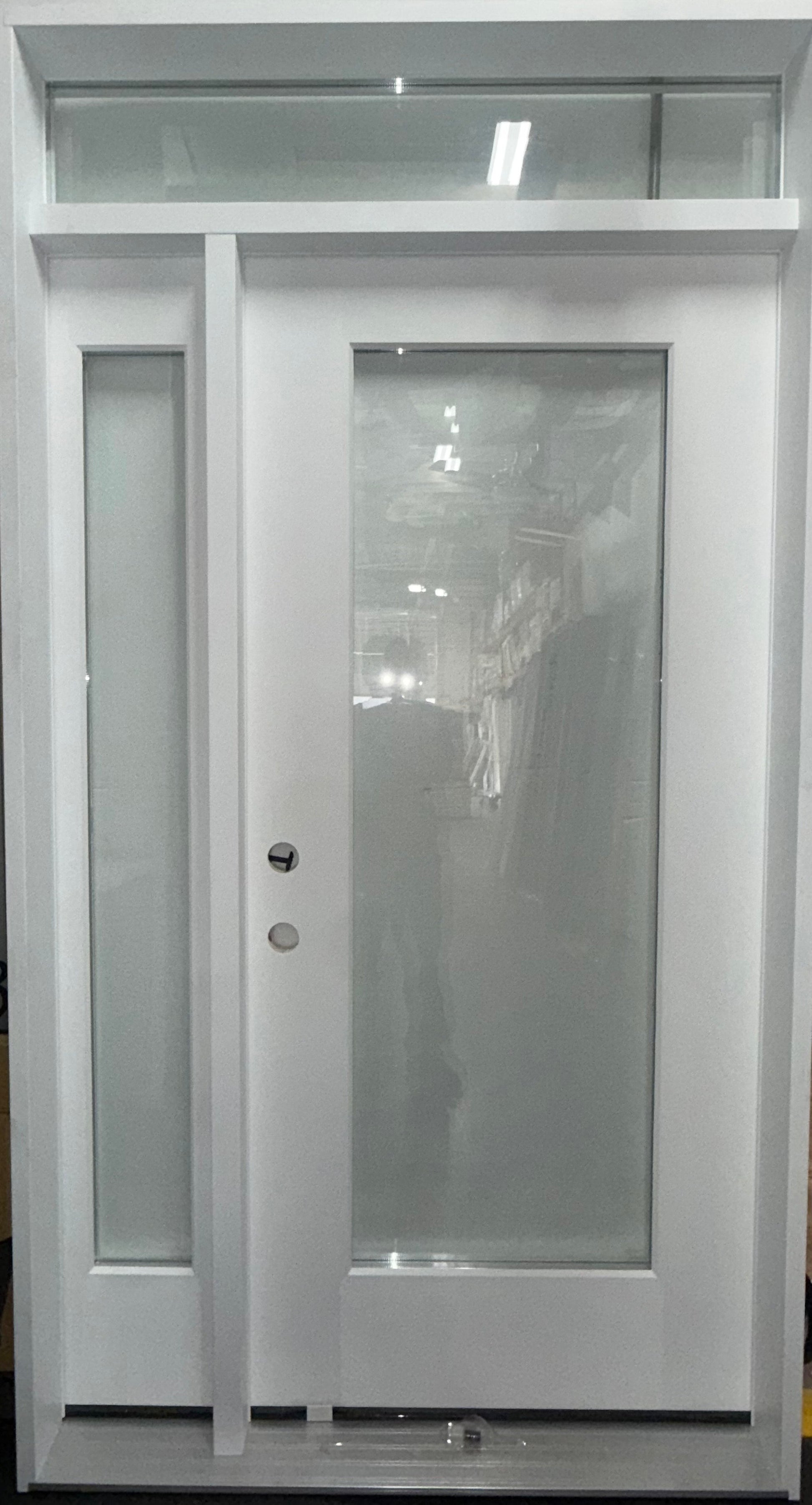 ENTRY - SINGLE SIDELITE FULL CLEAR GLASS W/ TRANSOM WHITE - Bargain Build